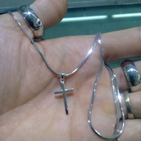 Kalung+Liontin Dewasa Perak/Silver 925 Asli Lapis Emas Putih Salib