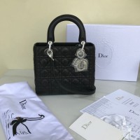 Tas Dior Lady Classic Medium Cannage Lambskin Hitam Mirror 2018