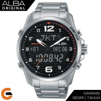 Alba Dual Time Digital Analog Jam Tangan Pria Tali Stainless AZ4038x1