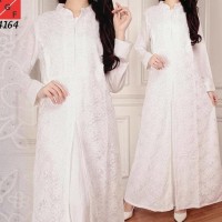 Baju Gamis Wanita / Gamis Jumbo / Muslim Putih #4164 JMB