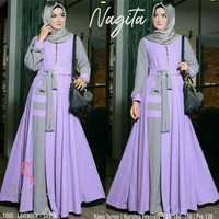 Baju Muslim Wanita Nagita Terusan Hijab Koko Untuk Hari Raya - Ungu