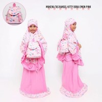 MUKENAH CANTIK IDUL FITRI ANAK KITTY DORAEMON PINK TAS RANSEL XS