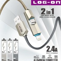Log On Kabel Data Charger 2 in 1 Micro Iphone 5 Samsung Lenovo asus