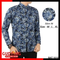 Jual Baju Batik Pria Lengan Panjang Slim Fit BAT 1015 Murah
