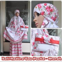 MUKENA CANTIK KATUN BALI DEWASA NADIRA TAS PESTA MERAH