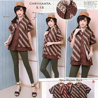Jual BATIK B18 blouse batik baju kerja atasan pakaian wanita murah Murah