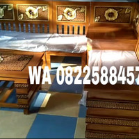Meja Kursi Busa Tamu Sudut Kayu Jati Tua Ukir Jepara Motif Free Ongkir