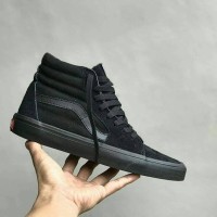 sepatu full black vans sk8 high cowok casual premium keren hitam 70s