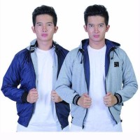 terbaru Jaket Bolak Balik Pria dua warna Bahan Parasut dan Fleece