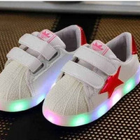 Led Star Red Glossy sz 31-35 Sepatu Anak Lampu Bintang Logo Adidas