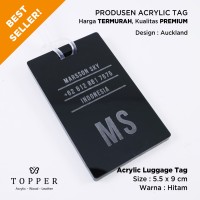 Jual Auckland Hitam Acrylic Luggage Tag / Bag Tag / Bisa Custom Murah