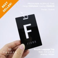 Jual Oxford Hitam Acrylic Luggage Tag / Bag Tag / Bisa Custom Murah