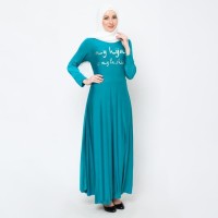 Long Dress Gamis Maxi tangan panjang Print - My Hijab Fashion - Hitam