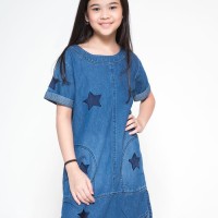 BAJU WANITA TERBARU Nevada Naura Dress Denim Star - Biru