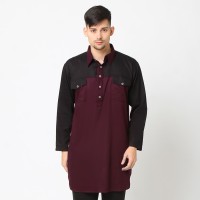 Baju Koko Gamis Zayidan Muslim Pria Shauqi - Maroon Hitam