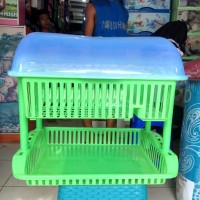 Rak / Tempat Piring Murah kokoh dan kuat susun 2 + penutup bisa gojek