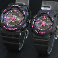 JAM TANGAN COUPLE G-SHOCK GA110 BABY-G BLACK PINK KW SUPER