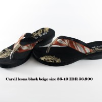 carvil leona sandal jepit wanita hitam beige