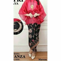 baju kebaya modern Batorza organza set + rok plisket+ manset