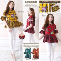 Jual Baju Atasan Wanita - Blouse Batik Modern - Atasan Lengan Terompet Murah