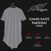 Jual kaos gamis pakistan lengan pendek PUTIH - baju muslim p Murah Murah