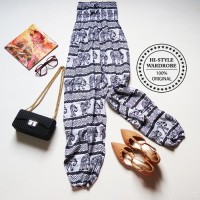 Celana Panjang Wanita Korea Style Casual Santai Liburan Motif Unik