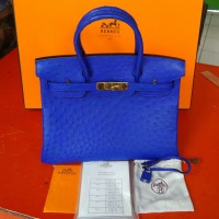 Tas Hermes Birkin Ostrich blue mirror
