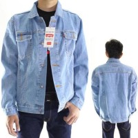 Jeans Jaket Jeans Levis Pria Bioblitz Keren Premium ( Biru Telor Asin