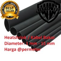 Heatshrink Selongsong Kabel Bakar 1 - 15 mm @meter (Hitam)