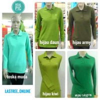 JUAL KAOS WANITA POLO SHIRT LENGAN PANJANG HIJAU TOSCA KERAH POLOS