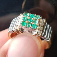 C281 cincin perak zamrud jamrud emerald dan berlian diamond 14.5/6.5