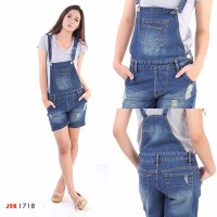 Promo Celana Pendek Kodok Overall Jeans Wanita JSK 2 Varian Warna tre