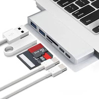 DUAL USB C TO USB HUB ADAPTOR TF SD MICRO MACBOOK PRO 2017 CARD READER