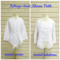 Kebaya Anak Model Encim Kutubaru warna putih | Kebaya Kartini Panjang