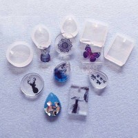 Cetakan Resin 5pcs untuk aksesoris kalung cetakan clay bahan silikon