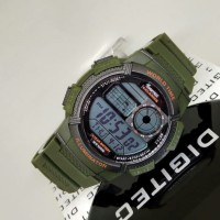 JAM TANGAN DIGITEC SPORTY WORLD TIME ORI ANTI AIR GREEN