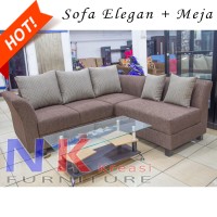Jual Sofa Kursi Ruang Tamu L putus Minimalis, sofa sudut Elegan + MEJA TAMU Murah