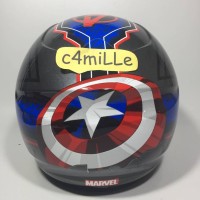 HELM BMC MILAN AVENGER CAPTAIN AMERICA #02 GRAPHIC METALIC HALF FACE