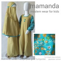 (4-5 tahun) sz M Abaya Pale Gold Turquoise Gamis Anak Mamanda Cadar