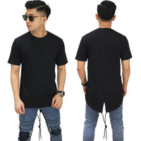 Kaos Pria Longline T-Shirt Fishtail Black Busana Pria Fashion Pria