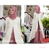 aop setelan st hijab muslim CAROLINE PUTIH / Baju wanita maxi dress