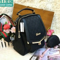 Tas Ransel Punggung Kanvas Gucci Wanita Murah Tas Sekolah Kerja Hitam