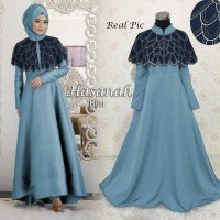 Jual BAJU GAMIS PESTA MUSLIM GAMIS WISUDA MEWAH MODERN HASANAH WARNA BIRU Murah
