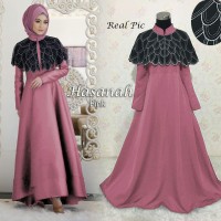 BAJU GAMIS PESTA MUSLIM GAMIS WISUDA MEWAH MODERN HASANAH WARNA PINK