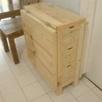 Meja Lipat Unik Swedish Full Kayu Pinus Solid Recycle Pallet Pine Wood