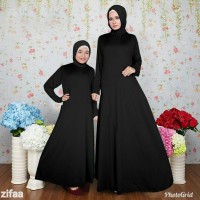 BUSANA BAJU BUSANA MUSLIM GAMIS SALSA COUPLE HITAM IBU DAN ANAK PLUS