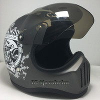 Helm Cakil Pilot Visor Grey Old School Kaca Javahelm