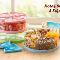 Toples Kue 5 Sekat Tutup kedap udara Kotak Tempat Snack, Permen