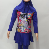 Baju Renang Berenang Muslim rok anak cewek TK my little pony