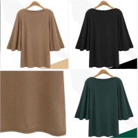 458131 BAJU BLOUSE LENGAN LEBAR BATWING POLOS PLAIN WANITA IMPORT ZARA